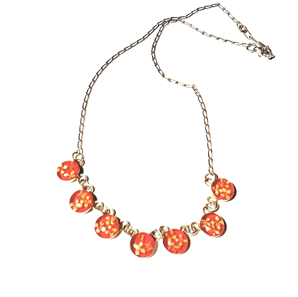 Vintage 925 silver/real flowers necklace